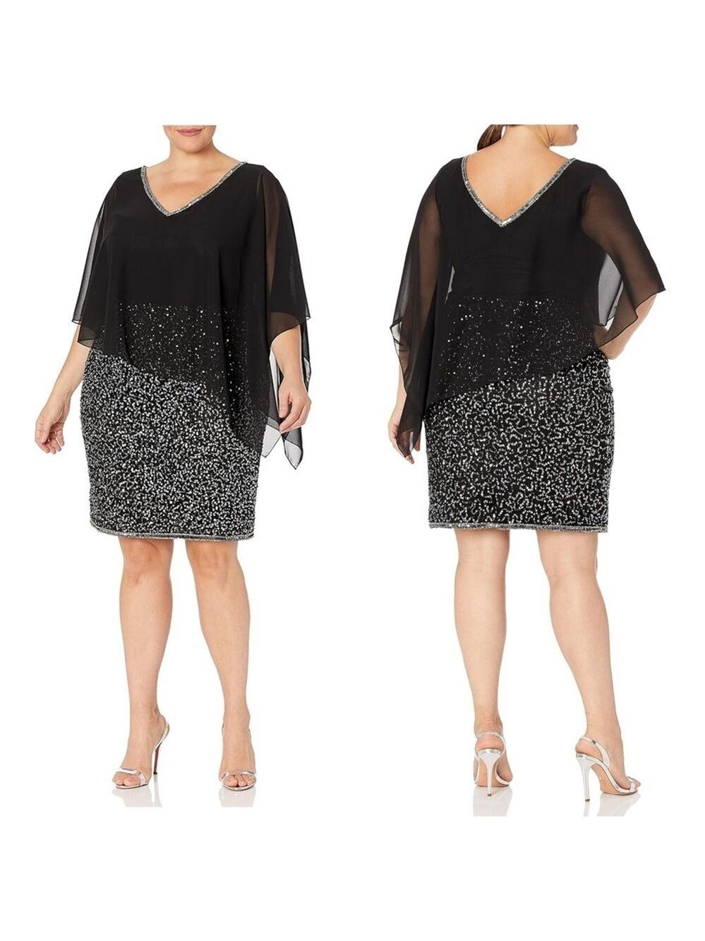 J Kara Caplet Short Cocktail Beaded Sequins Dress